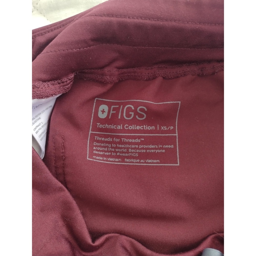 Figs XS Burgundy Drawstring Pocketed Zamora Jogger Scrub Pants *Read* Medical - Picture 4 of 8
